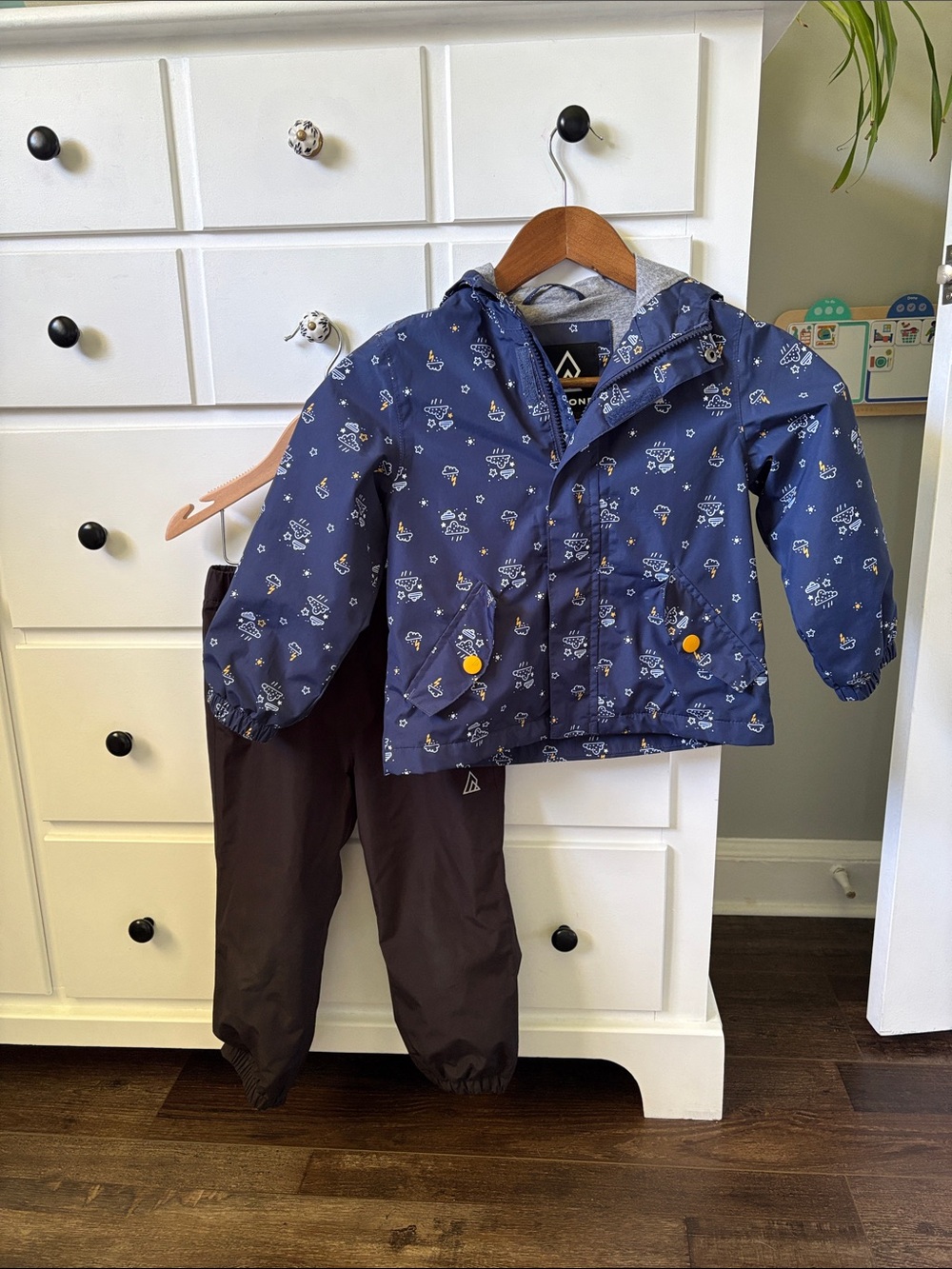 Kids Waterproof Navy Rain Jacket with Hood
